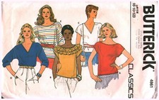 4861 Vintage Butterick Sewing Pattern Misses Loose Fitting Top Shirt Classic 10