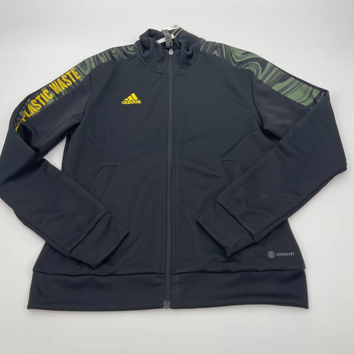 Adidas Womens Jacket Small Black End Plastic Waste Aeroready Full Zip Track  New | eBay