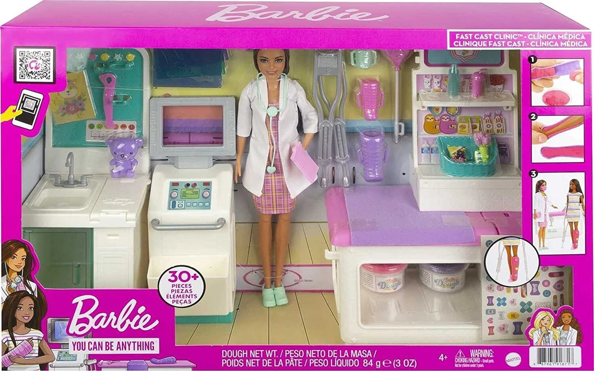 Mattel Barbie Fast Cast Clinic Playset with Brunette Barbie Doctor