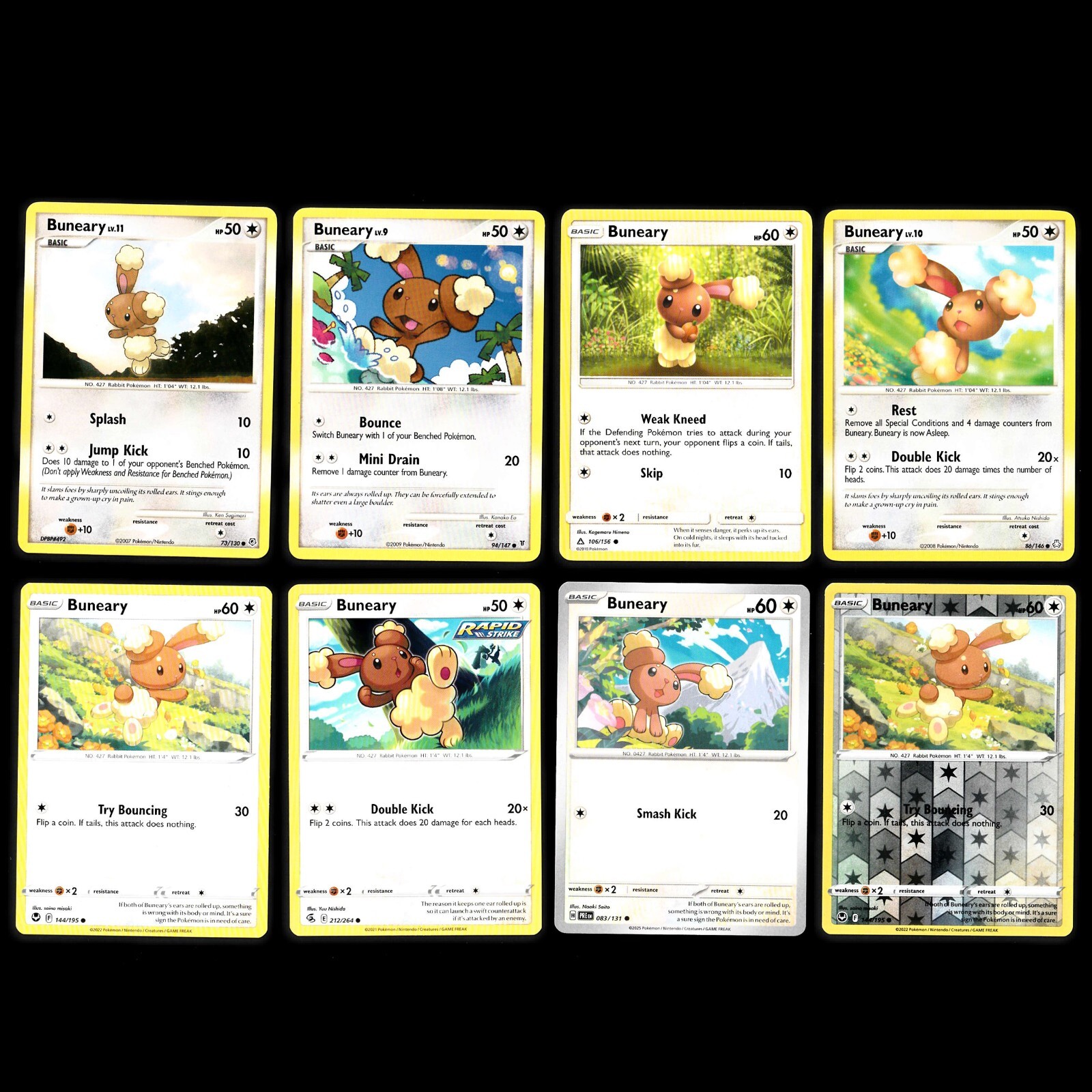 Buneary Pokemon Card Collection Set of 8 English Cards Reverse Holo Cute