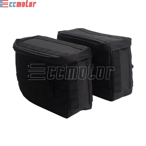 Side Saddle Bags Pouch Luggage Tool Bag For Harley Sportster Custom Softail Dyna - Picture 6 of 11