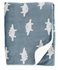 Carters Green Dinosaur Plush Baby Blanket Cozy Sherpa Triceratops Boys New