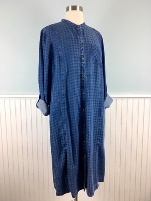 Size Large Tall Lt J Jill Denim Blue Shirt Dress Knee Length Roll