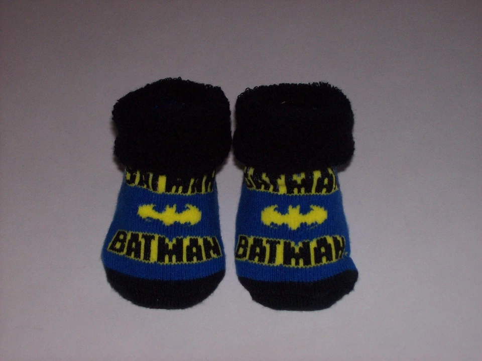 Batman Cuna Zapatos Botines Calcetines 3 Pares Talla 0-6 Mos Azul Gris Negro Amarillo DC Comics  Foto 4 de 4