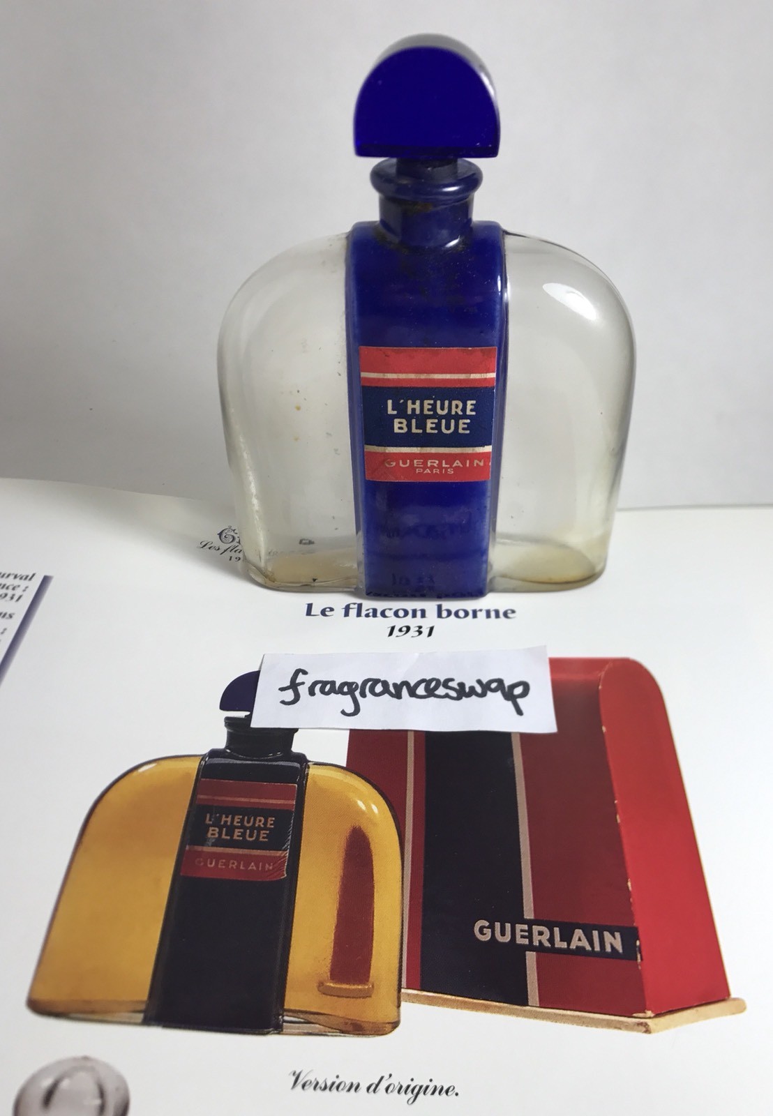 GUERLAIN L’HEURE BLEUE FLACON BORNE, CIRCA 1931. EXTREMELY RARE AND