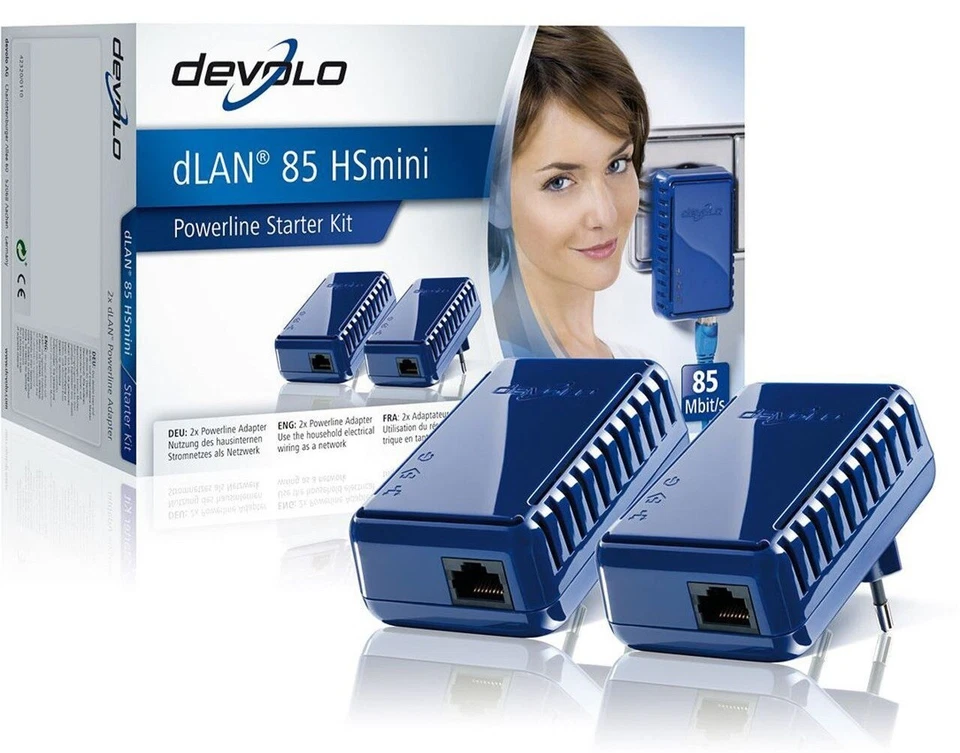 devolo dLAN 85 HSmini Starter Kit PowerLine PowerLan m. 85Mbps in Blau + NEU/OVP - Bild 2 von 3