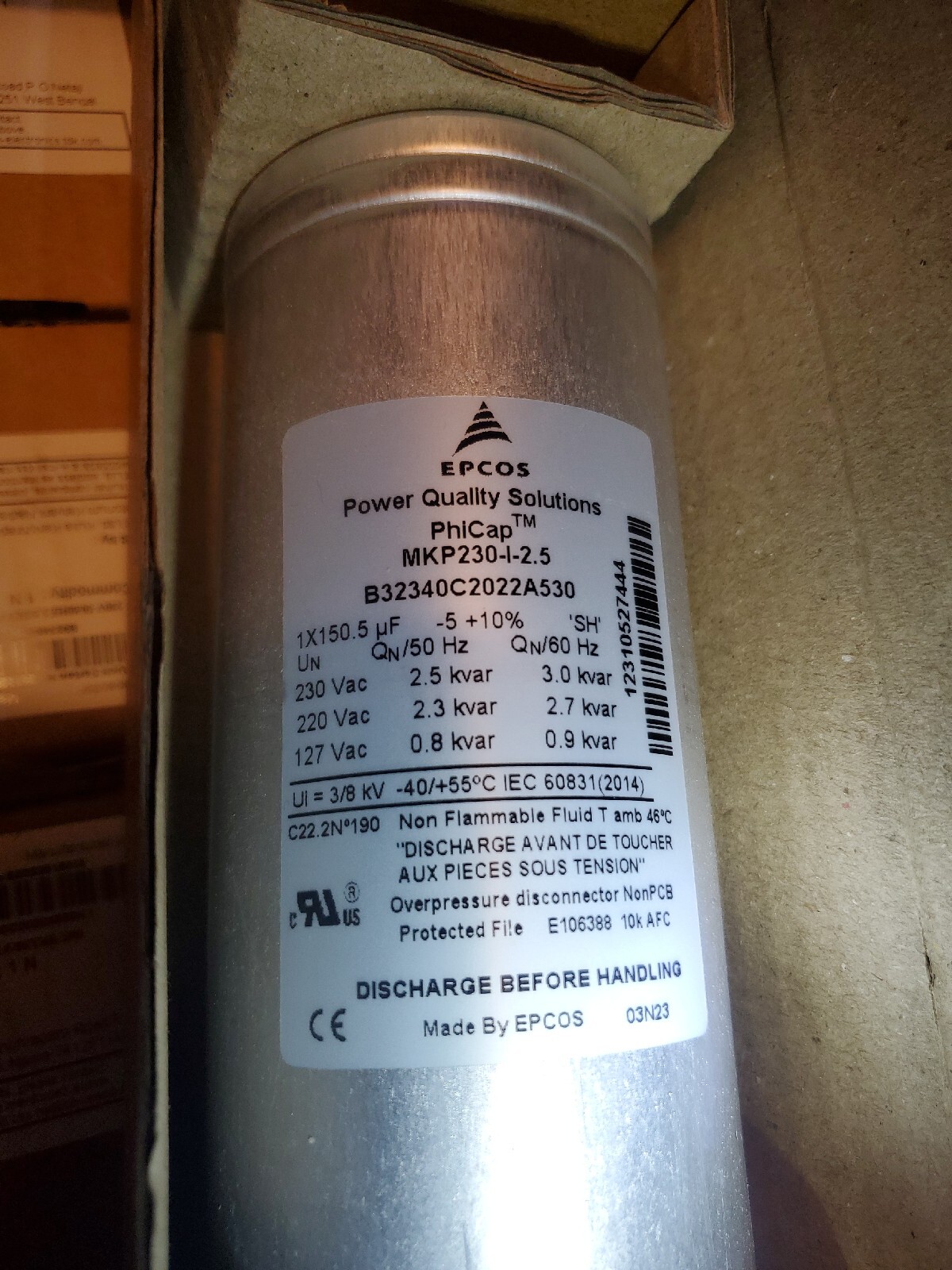  EPCOS / PHICAP MKP230-I-2.5 B32340C2022A530 150,5 uF Capacitor 