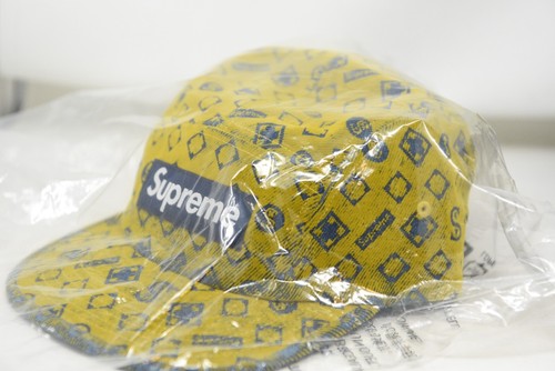 SUPREME Flocked Denim NEW!! Camp Cap Hat Mustard FW24 - Picture 7 of 20
