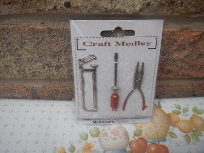 MULTICRAFTS CANADA PACK OF 3 MINIATURE WORK TOOLS FOR CRAFTING , DOLL HOUSE