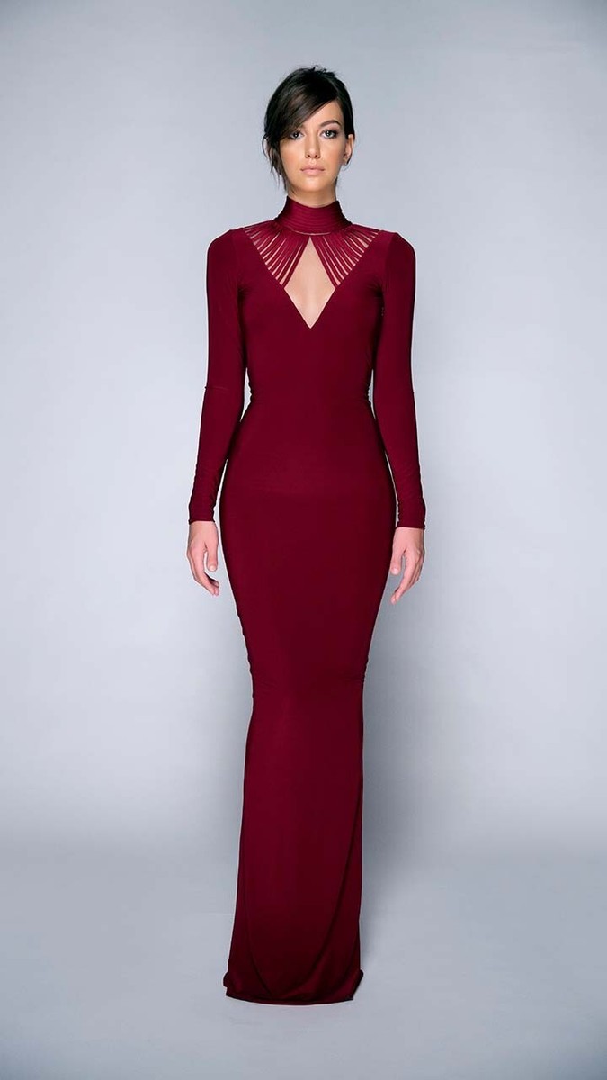 red carpet bodycon dress HAMEL by Melina Harris Backless Illusion Size 36 Size:AU4 1450S Burgundian – Fashion Vermont feminine shape