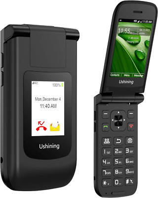 4G Unlocked Flip Phone with Qualcomm Chip GPS Positioning, Big Button Flip Cell 