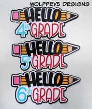 TITLE GRADE 4 5 6 UPICK KID SCHOOL premade paper piecing scrapbook PIECE DIECUT