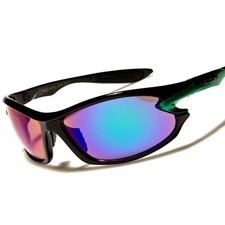 Cool Athletic Golf Baseball Green Mirrored Lens Rectangle Wrap Sport Sunglasses