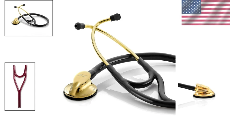 Lujoso estetoscopio cardiológico chapado en oro titanio de 18 quilates - acústica inigualable Foto 2 de 4