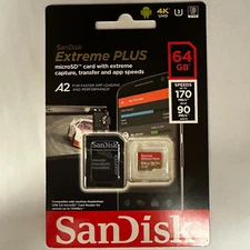 SanDisk Extreme PLUS 64GB Class 10 microSDXC Memory Card