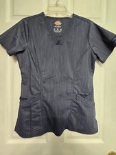 Dickies Scrub Top Size S-Navy V-Neck -Chest 19.5"/L 25.5"