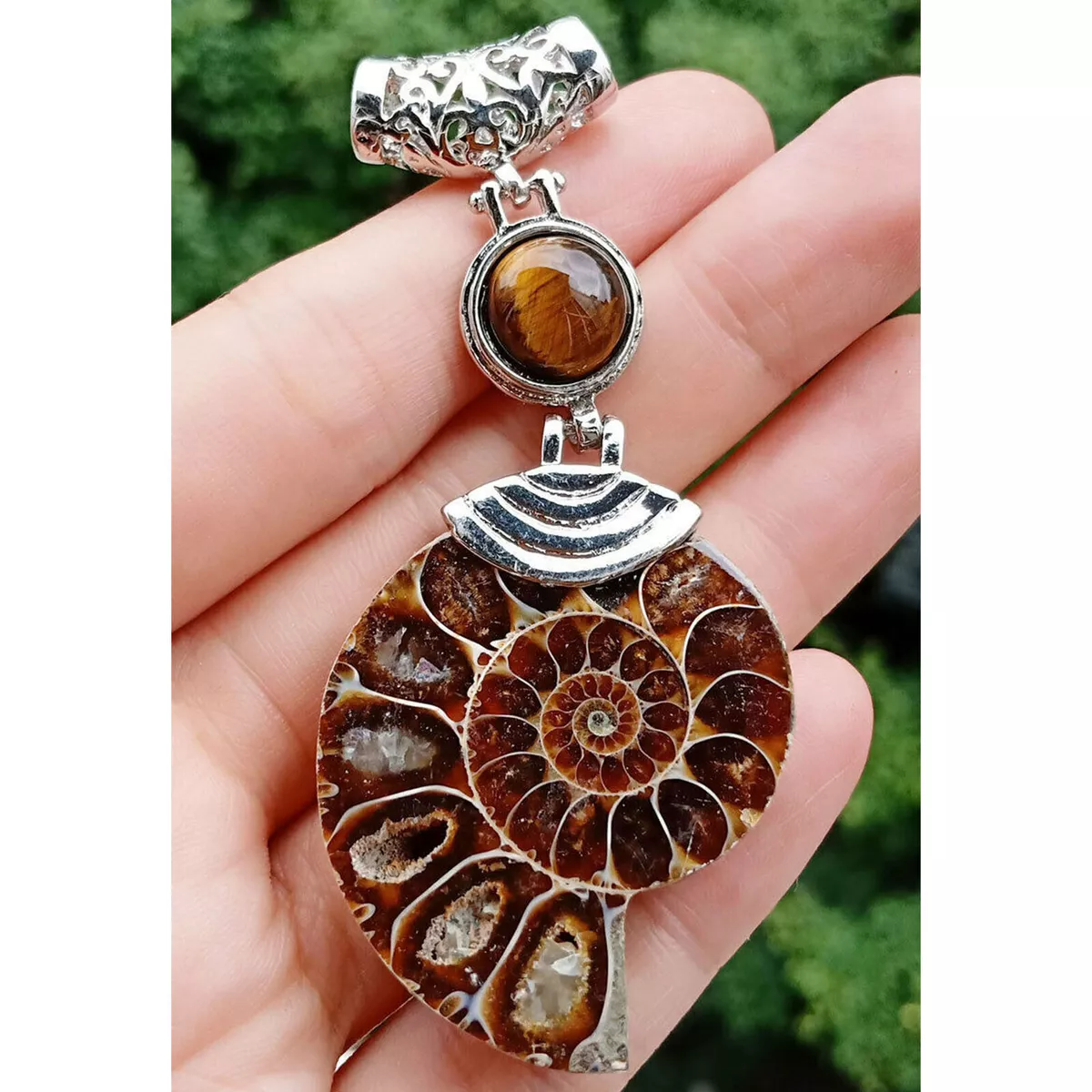 Ammonite shop fossil pendant