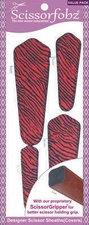 SCISSORFOBZ Designer Scissors Sheath Cover 4pc Pack Red & Black Zebra Print