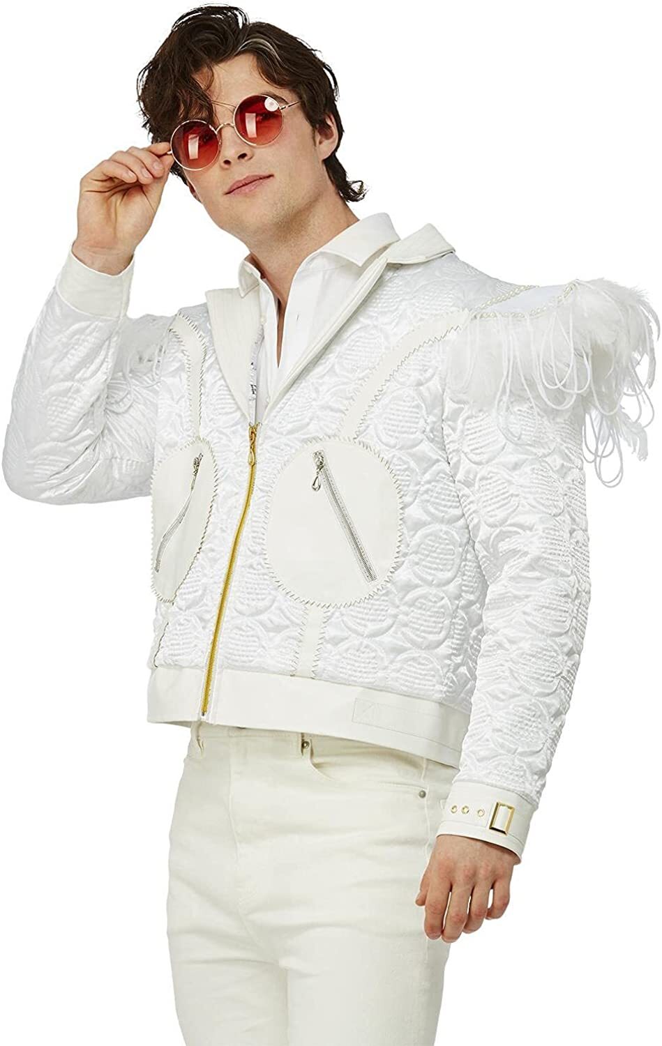 Smiffys Elton John Deluxe Pailletten-Kostüm | Offiziell Lizenziert | Inkl. Trikot & Baseball-Kappe | Für Damen