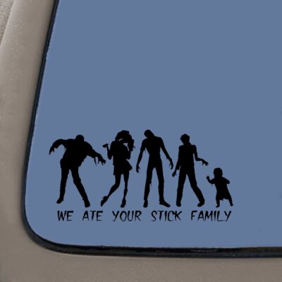 Zombie We Ate Your Stick Figure Family Decal Sticker 7.5-In  3.7-In Black Vinyl