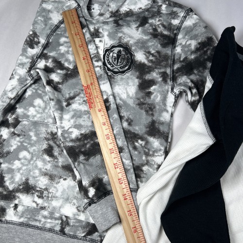 Boys Lot Of 2 Size 7 Black And White Waffle Knit Long Sleeve Hoodie Tie Dye NWT - Picture 8 of 14