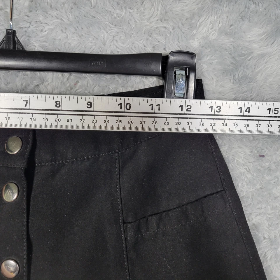 Minifalda dividida para mujer 4 negra imitación gamuza botones bolsillos delanteros forrada 25x15 Foto 4 de 4