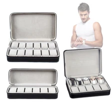 6/10/12 Slots Watch Pouch Organizer Box PU Leather Jewelry Display Travel Case