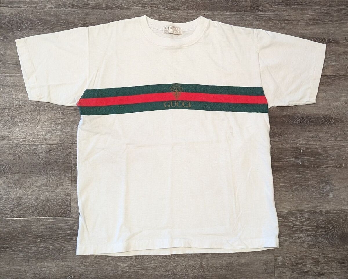 Vintage Made In Italy White Gucci W/ Sherry Line Stripe Vintage Made In Italy White Gucci W/ Sherry Line Stripe