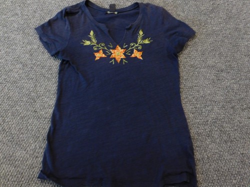 Lucky Brand top Small blue womens floral pullover graphic tee - 第 1/11 張圖片