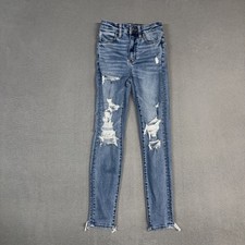 American Eagle Jeans Women's 00 Short Blue Super High Rise Jegging Stretch Denim