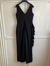 Maxi abito nero Jessica Wright spacco a cascata taglia 14 festa, cocktail