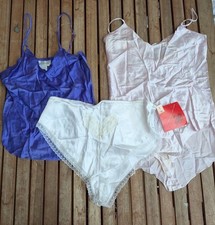 Vintage Silk Lingerie Lot Camisole Teddy Slip Set Small Satin Lasoie 90s SR24