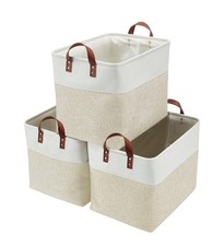 DECOMOMO Large Fabric Storage Baskets - Linen Closet Storage Bins with Handle...