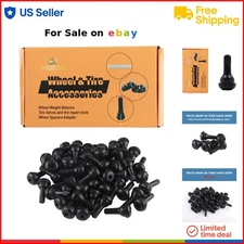 50Pcs Snap-in Tire Valve Stem Copper Rubber for Cars Trucks Motorcycles