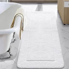 Luminous Non Slip Bathroom Rugs Runner 24 x 60 Inch Soft Microfiber White