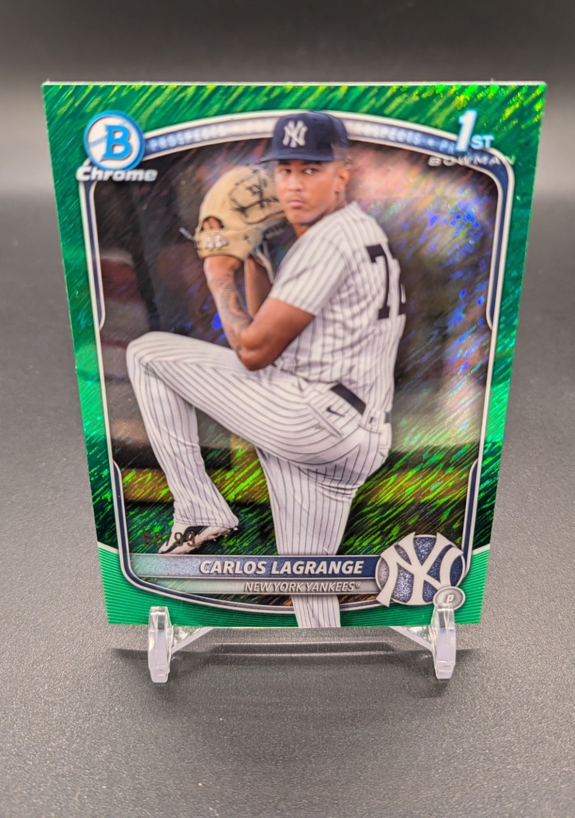 2025 Carlos Lagrange Bowman Chrome 1st Green Shimmer Refractor /99 #BCP-202