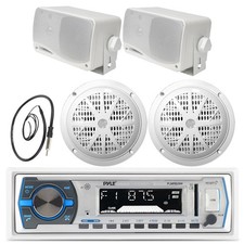 6.5" Marine 120W Speakers, 3.5" Speakers, Antenna, Pyle Bluetooth Boat USB Radio