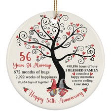 56 Years Love Story Ornament Happy 56th Anniversary Gnome Couple Christmas Gift