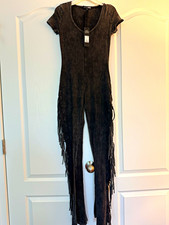 Fashion Nova Carry Me Higher Fringe Jumpsuit Size S