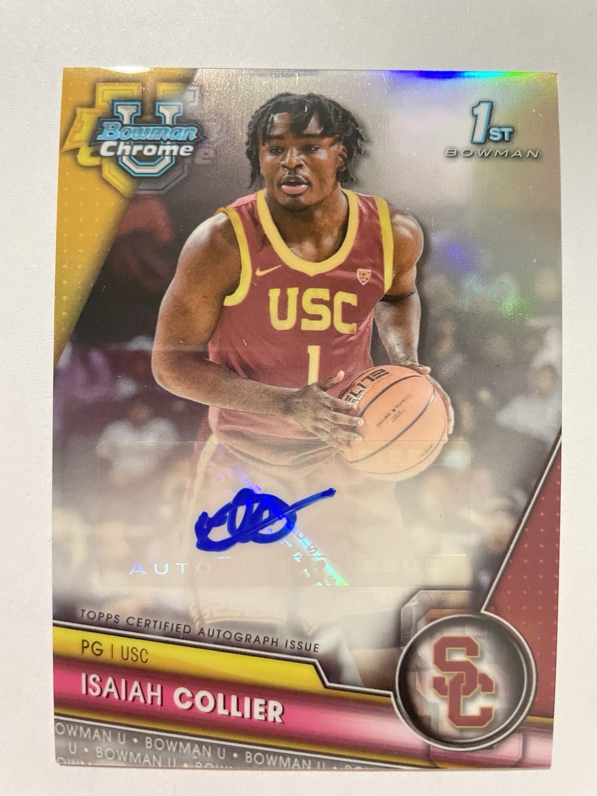 2023-24 Bowman U Chrome Prospect Refractor 135/250 Isaiah Collier #BCPA-IC Auto