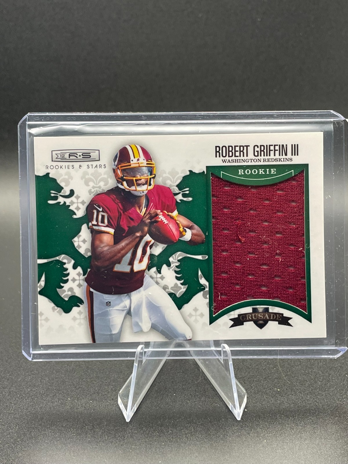 Robert Griffin III Panini Rookies & Stars Rookie Crusade #10 Material-Green