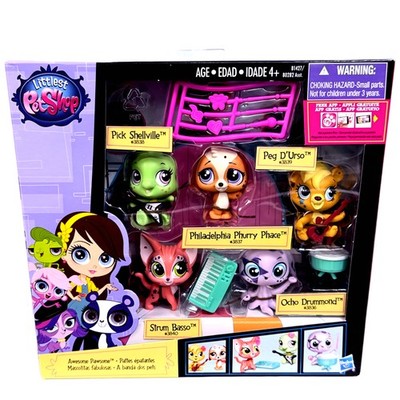 Littlest Pet Shop Awesome Pawsome Musical 5 Figures Set Lps Gen 4 RARE 2014