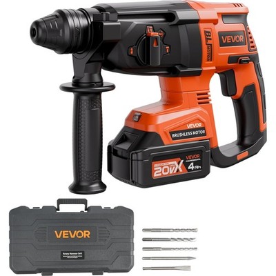 SDS-Plus Rotary Hammer Drill 20V Brushless Cordless 4.0Ah Lithium-Ion Power Tool
