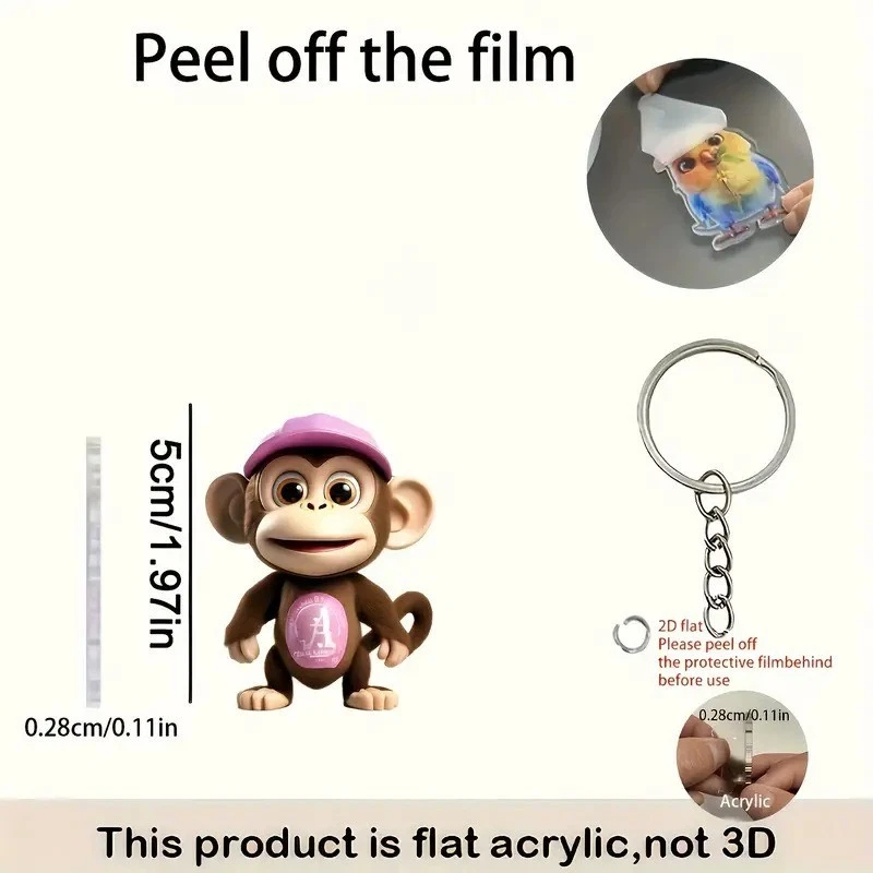 2D Acrylic Monkey Keyring (1Q) * - Image 2 of 3