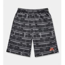 Nike Skateboard Boys Athletic Shorts Gray/Black Striped Elastic Waist M 10-12Y