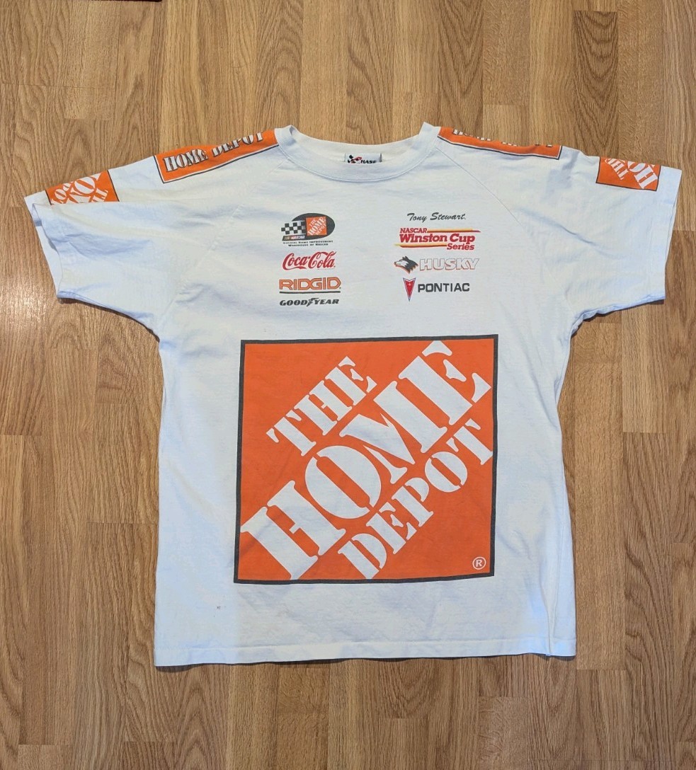 Vintage Home Depot NASCAR Raglan Sleeve T Shirt 1999 Tony Stewart Mens Large