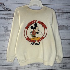 Vintage 70s Disney Mickey Mouse Beach Club Sweatshirt Thrashed Distressed Small