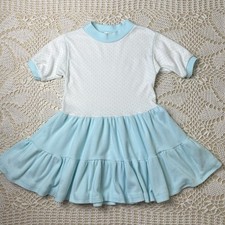 Vintage 1980s Huggy Bear Girls 6x Blue Dotted Casual Twirl Dress