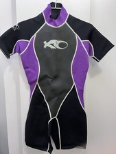 X2O Shorty 3/2mm Women  s Medium Neoprene Wetsuit Dive Surf Swim Black Purple EUC