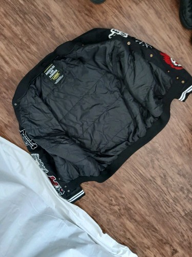 ALF A**holes Live Forever Mens L Black Varsity Jacket w/ Embroidery Patches! - Picture 8 of 8